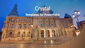  Presentation with sunset - Presentation theme having ayuntamiento de cartagena sunset city hall at murcia spain background and a teal colored foreground