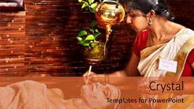  Presentation with ayurveda - Theme having ayurvedic - woman having facial mask background and a red colored foreground