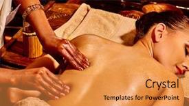  Presentation with indian woman - Beautiful PPT theme featuring ayurvedic - young woman having indian spa backdrop and a gold colored foreground