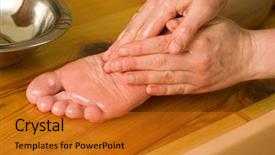  Presentation with massage therapy - Amazing presentation theme having ayurvedic feet therapy massage procedure backdrop and a gold colored foreground