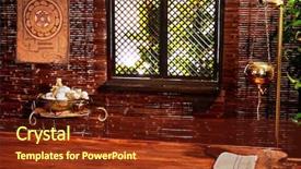  Presentation with ayurveda - Theme having ayurvedic medicinal - interior of hindu ayurveda massage background and a tawny brown colored foreground