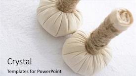  Presentation with spa herbal balls - Presentation theme enhanced with ayurvedic medicinal - spa herbal balls on white background and a light gray colored foreground