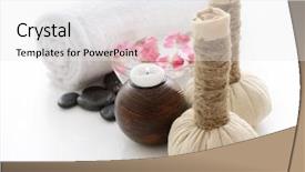  Presentation with spa herbal balls - Beautiful theme featuring ayurvedic medicinal - spa still life with spa backdrop and a white colored foreground