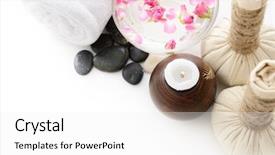 Presentation with herbal - PPT layouts featuring ayurvedic medicinal - spa still life with spa background and a white colored foreground