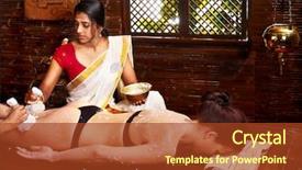  Presentation with ayurveda - Presentation design with ayurvedic medicinal - woman having ayurveda massage background and a tawny brown colored foreground