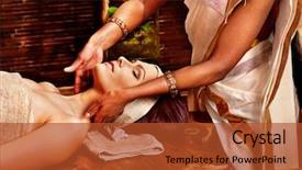  Presentation with ayurveda - Beautiful presentation theme featuring ayurvedic medicinal - woman having facial ayurveda spa backdrop and a red colored foreground