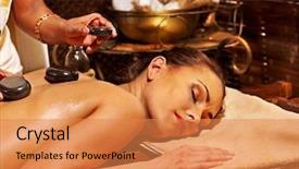  Presentation with ayurveda - Presentation theme having ayurvedic medicinal - young woman having ayurveda stone background and a coral colored foreground