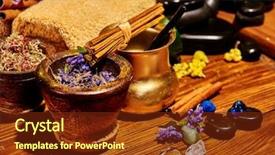 Presentation with blue spa - Beautiful PPT theme featuring ayurvedic spa massage still life backdrop and a tawny brown colored foreground