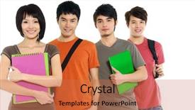  Presentation with college students - Audience pleasing presentation theme consisting of ayus - 4 asian casual groups backdrop and a coral colored foreground
