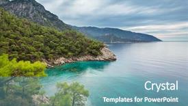  Presentation with coast - Audience pleasing PPT theme consisting of ayus - beautiful sea coast ay sunset backdrop and a teal colored foreground