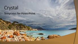  Presentation with sunset coast of the sea - Colorful slide deck enhanced with ayus - beautiful sea coast ay sunset backdrop and a  colored foreground