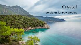  Presentation with coast - Amazing slide deck having ayus - beautiful sea coast ay sunset backdrop and a  colored foreground