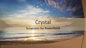  Presentation with coast - Slide set enhanced with ayus - beautiful sea coast ay sunset background and a coral colored foreground