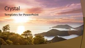  Presentation with sunset coast of the sea - PPT theme having ayus - beautiful sea coast ay sunset background and a coral colored foreground