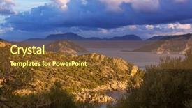  Presentation with coast - Cool new slide set with ayus - beautiful sea coast ay sunset backdrop and a tawny brown colored foreground