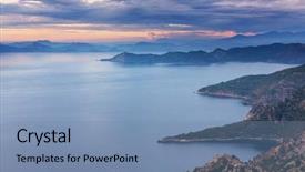  Presentation with sunset coast of the sea - Slide set having ayus - beautiful sea coast ay sunset background and a seafoam green colored foreground