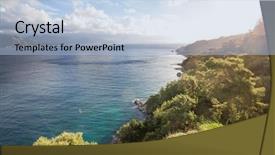  Presentation with sunset coast of the sea - Presentation theme having ayus - beautiful sea coast ay sunset background and a light blue colored foreground