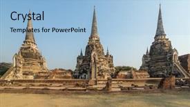  Presentation with ayutthaya - Slide deck with ayutthaya historical park thailand background and a light blue colored foreground