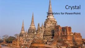  Presentation with ayutthaya - Beautiful PPT theme featuring ayutthaya historical park thailand backdrop and a light blue colored foreground