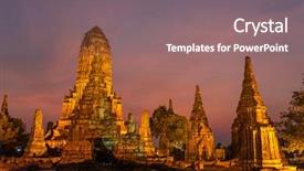 Presentation with ayutthaya - Presentation theme with ayutthaya historical park thailand background and a gray colored foreground