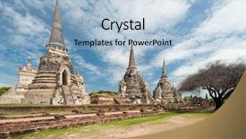  Presentation with ayutthaya - Colorful PPT theme enhanced with ayutthaya thailand - ancient city backdrop and a light blue colored foreground