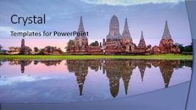  Presentation with ayutthaya - Colorful presentation design enhanced with ayutthaya thailand at wat chaiwatthanaram backdrop and a light blue colored foreground