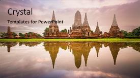  Presentation with ayutthaya - Presentation design with ayutthaya thailand at wat chaiwatthanaram background and a soft green colored foreground