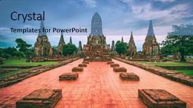  Presentation with ayutthaya - Theme having ayutthaya thailand at wat chaiwatthanaram background and a teal colored foreground