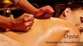  Presentation with ayurveda - Slide deck enhanced with ayuvedic - young woman having oil ayurveda background and a yellow colored foreground