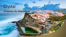  Presentation with coastal - Cool new theme with azenhas do mar portugal coastal backdrop and a light blue colored foreground