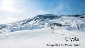  Presentation with mountain luxury resort - Audience pleasing theme consisting of azerbaijan - ski lifts in shahdag mountain backdrop and a  colored foreground