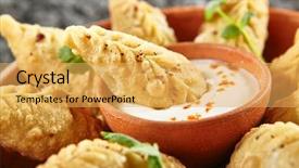  Presentation with bakground - Audience pleasing slide set consisting of azerbaijani fried dumplings giurza backdrop and a yellow colored foreground