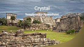 Presentation with aztec - Audience pleasing presentation theme consisting of aztec - mayan ruins in tulum mexico backdrop and a light blue colored foreground
