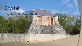  Presentation with women travel mexico us - Presentation with aztec - ruins of the chichen-itza yucatan background and a  colored foreground