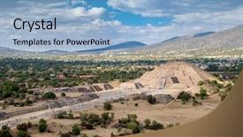  Presentation with teotihuacan - PPT layouts enhanced with aztec - view of the pyramid background and a light blue colored foreground