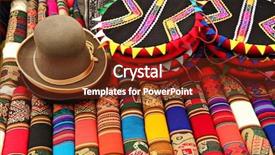 Presentation with colorful fabric - PPT layouts consisting of aztec background - colorful fabric at market background and a tawny brown colored foreground