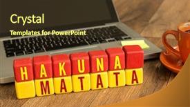  Presentation with cube - Audience pleasing slide deck consisting of aztec background - hakuna matata swahili phrase it backdrop and a tawny brown colored foreground