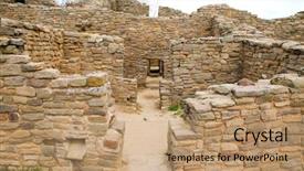  Presentation with american indian - Slides enhanced with aztec ruins national monument native background and a coral colored foreground