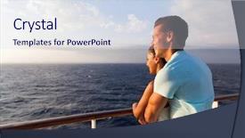  Presentation with cruise ship - Slide deck with azteca - happy couple enjoying sea view background and a sky blue colored foreground