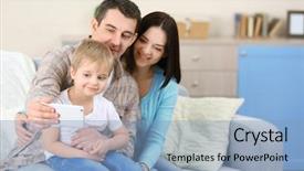  Presentation with selfie - Slide deck consisting of azteca - happy family making selfie background and a  colored foreground