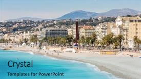  Presentation with france - Colorful slide set enhanced with azure - nice cote d'azur riviera france backdrop and a teal colored foreground