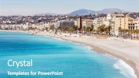  Presentation with painted by me nice - Colorful PPT theme enhanced with azure - nice cote d'azur riviera france backdrop and a teal colored foreground