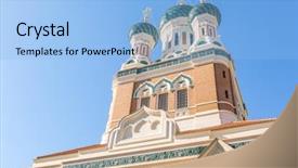  Presentation with calvary and church - Amazing theme having azure - orthodoxy church in nice riviera backdrop and a light blue colored foreground