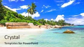  Presentation with tropical - Audience pleasing slide set consisting of azure beaches of tropical islands backdrop and a mint green colored foreground