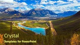  Presentation with river valley - Slide deck featuring azure-icy-water background and a tawny brown colored foreground