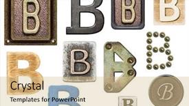  Presentation with alphabet - Presentation design featuring b b - alphabet made of wood metal background and a lemonade colored foreground