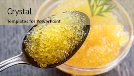  Presentation with caviar - PPT theme with b b qui mange - pike caviar or roe background and a yellow colored foreground