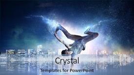  Presentation with media - Slides with b-boy performing some moves background and a light blue colored foreground