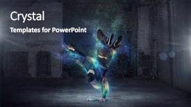  Presentation with media - Colorful slide deck enhanced with b-boy performing some moves backdrop and a wine colored foreground