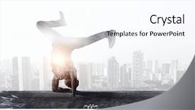  Presentation with media - Colorful PPT theme enhanced with b-boy performing some moves backdrop and a sky blue colored foreground